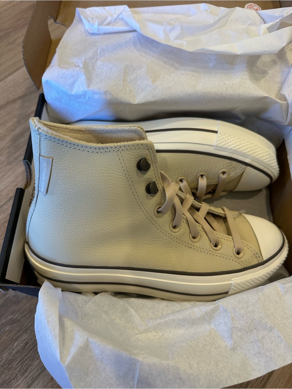 Converse High-Top Sneakers in Beige and White!!! Brand new with box